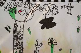 线描画《美丽的树林》